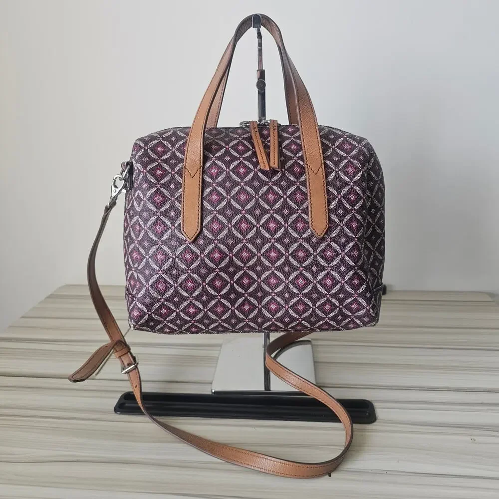 Fossil Sydney Satchel Geometric Pattern with Crossbody Strap - Picture 2 of 9